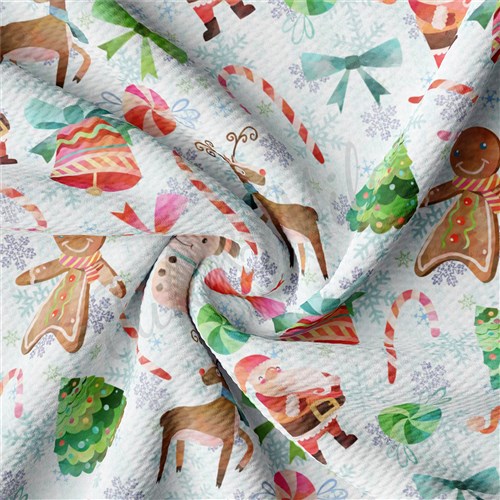 Christmas Printed Liverpool Bullet Textured Stretch Solid Strip Thick Knit Jersey Fabric