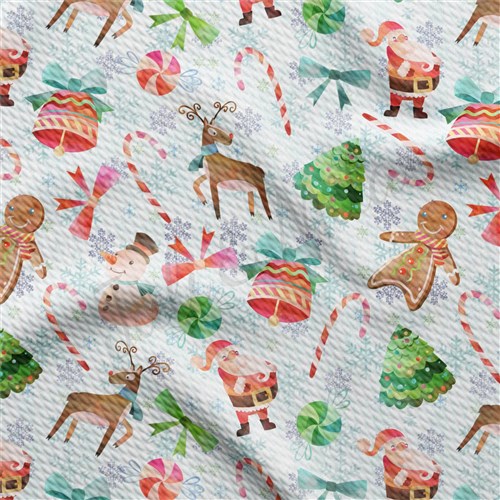 Christmas Printed Liverpool Bullet Textured Stretch Solid Strip Thick Knit Jersey Fabric