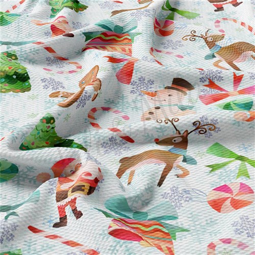 Christmas Printed Liverpool Bullet Textured Stretch Solid Strip Thick Knit Jersey Fabric