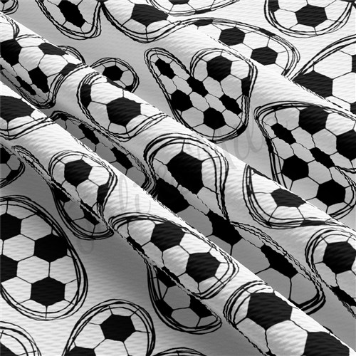 Soccer Ball Printed Liverpool Bullet Textured Stretch Solid Strip Thick Knit Jersey Fabric