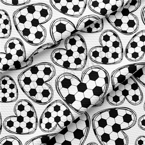 Soccer Ball Printed Liverpool Bullet Textured Stretch Solid Strip Thick Knit Jersey Fabric
