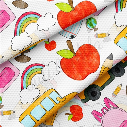Back To School Printed Liverpool Bullet Textured Stretch Solid Strip Thick Knit Jersey Fabric