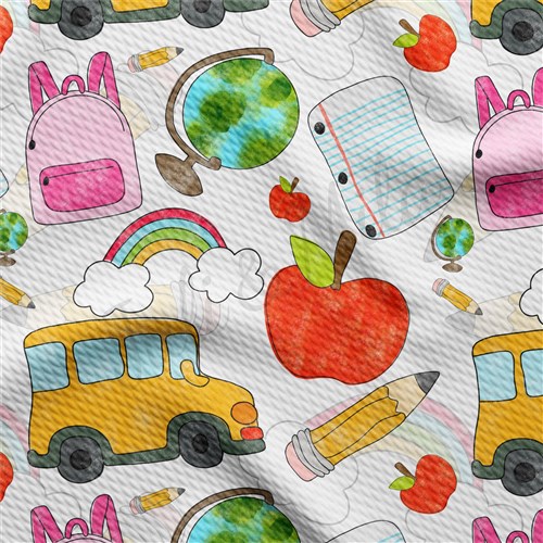 Back To School Printed Liverpool Bullet Textured Stretch Solid Strip Thick Knit Jersey Fabric
