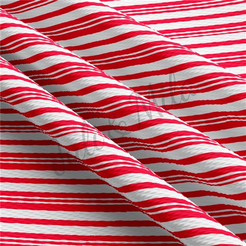Candy Cane Christmas Printed Liverpool Bullet Textured Stretch Solid Strip Thick Knit Jersey Fabric