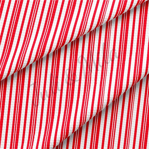 Candy Cane Christmas Printed Liverpool Bullet Textured Stretch Solid Strip Thick Knit Jersey Fabric