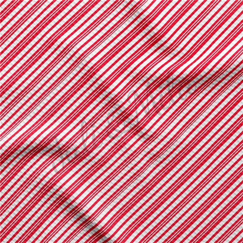 Candy Cane Christmas Printed Liverpool Bullet Textured Stretch Solid Strip Thick Knit Jersey Fabric
