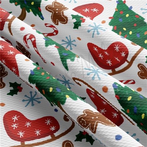 Christmas Printed Liverpool Bullet Textured Stretch Solid Strip Thick Knit Jersey Fabric