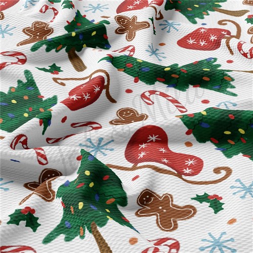 Christmas Printed Liverpool Bullet Textured Stretch Solid Strip Thick Knit Jersey Fabric