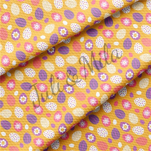 Easter Printed Liverpool Fabric Egg Bunny Pastel(E43) & Get a Free $89.99 Embroidery Bundle