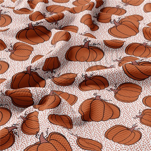 Pumpkin Printed Liverpool Bullet Textured Stretch Solid Strip Thick Knit Jersey Fabric