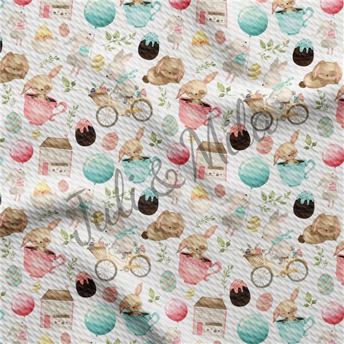 Easter Printed Liverpool Fabric Egg Bunny Pastel(E22) & Get a Free $89.99 Embroidery Bundle