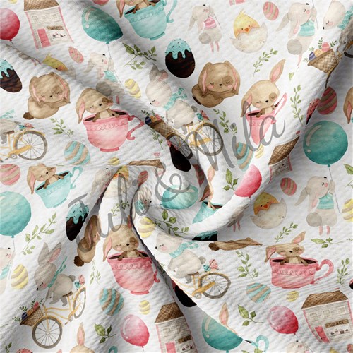 Easter Printed Liverpool Fabric Egg Bunny Pastel(E22) & Get a Free $89.99 Embroidery Bundle