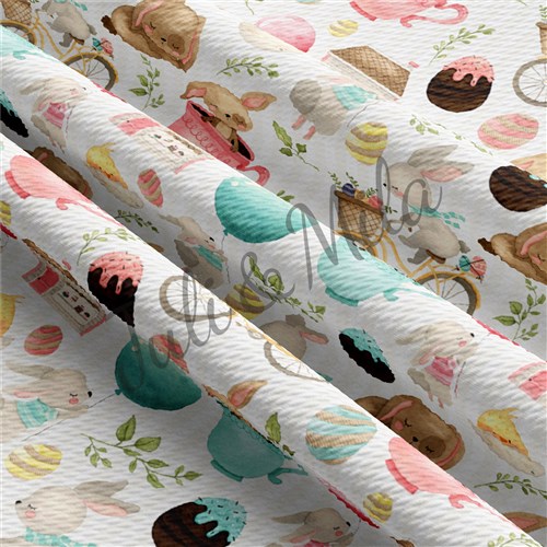 Easter Printed Liverpool Fabric Egg Bunny Pastel(E22) & Get a Free $89.99 Embroidery Bundle