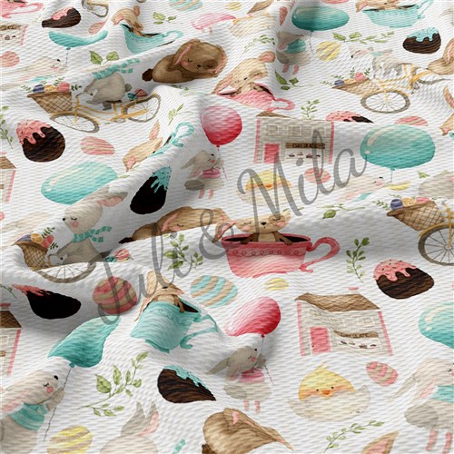 Easter Printed Liverpool Fabric Egg Bunny Pastel(E22) & Get a Free $89.99 Embroidery Bundle