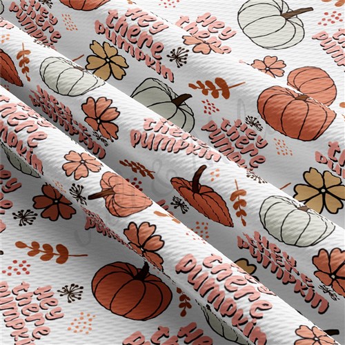 Hey There Pumpkin Printed Liverpool Bullet Textured Stretch Solid Strip Thick Knit Jersey Fabric