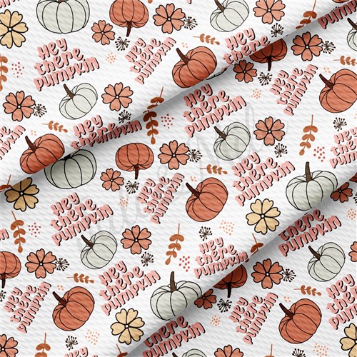 Hey There Pumpkin Printed Liverpool Bullet Textured Stretch Solid Strip Thick Knit Jersey Fabric