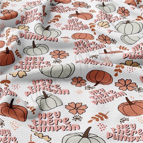 Hey There Pumpkin Printed Liverpool Bullet Textured Stretch Solid Strip Thick Knit Jersey Fabric