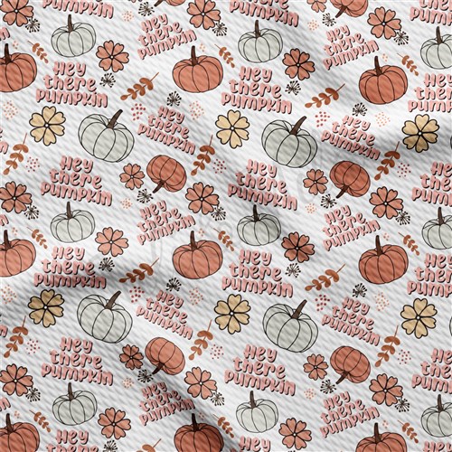 Hey There Pumpkin Printed Liverpool Bullet Textured Stretch Solid Strip Thick Knit Jersey Fabric