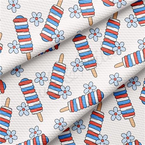 4th of July Printed Liverpool Bullet Textured Stretch Solid Strip Thick Knit Jersey Fabric