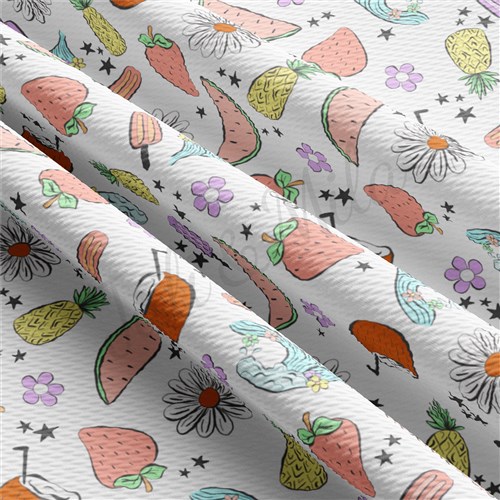 Summer Fruits Printed Liverpool 4 Way Fabric AA1539 & Get a Free $89.99 Embroidery Bundle