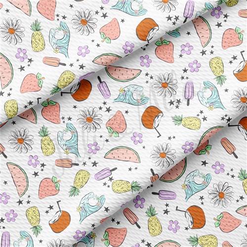 Summer Fruits Printed Liverpool 4 Way Fabric AA1539 & Get a Free $89.99 Embroidery Bundle