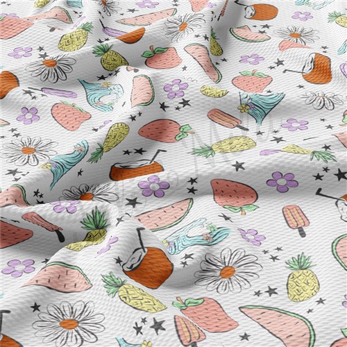 Summer Fruits Printed Liverpool 4 Way Fabric AA1539 & Get a Free $89.99 Embroidery Bundle