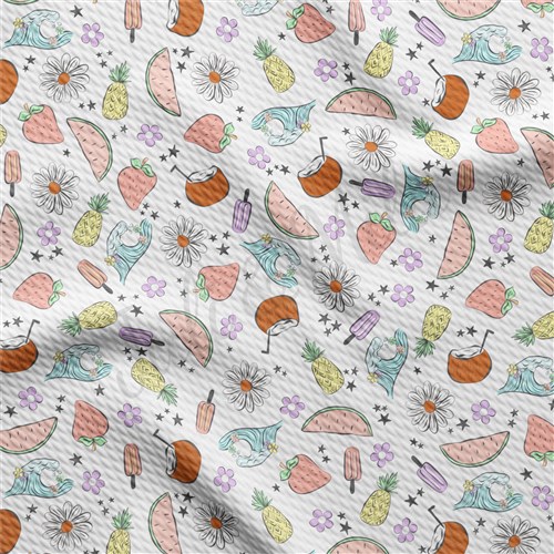 Summer Fruits Printed Liverpool 4 Way Fabric AA1539 & Get a Free $89.99 Embroidery Bundle