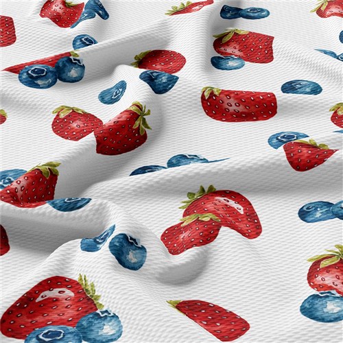 Strawberry Summer Printed Liverpool Bullet Textured Stretch Solid Strip Thick Knit Jersey Fabric