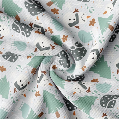 Christmas Snowman Liverpool Bullet Textured Stretch Solid Strip Thick Knit Jersey Fabric