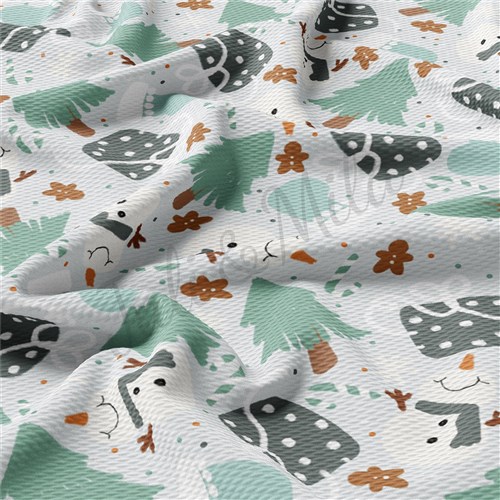 Christmas Snowman Liverpool Bullet Textured Stretch Solid Strip Thick Knit Jersey Fabric