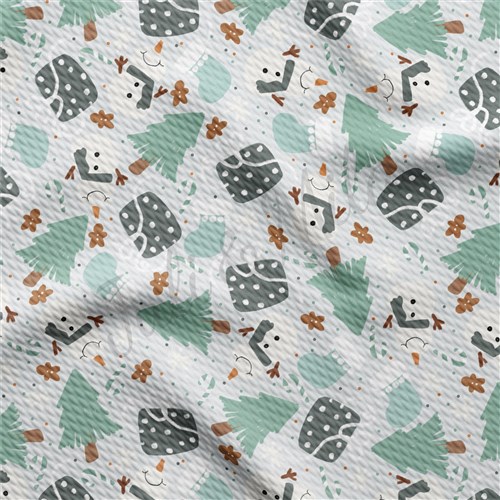 Christmas Snowman Liverpool Bullet Textured Stretch Solid Strip Thick Knit Jersey Fabric