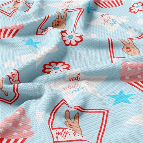 4th of July Patriotic Printed Liverpool Fabric AA1799 & Get a Free $89.99 Embroidery Bundle