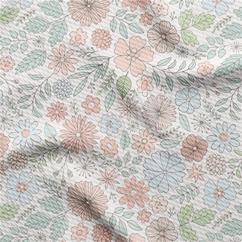 AA2413 Floral Liverpool Bullet Textured Stretch Solid Strip Thick Knit Jersey Fabric