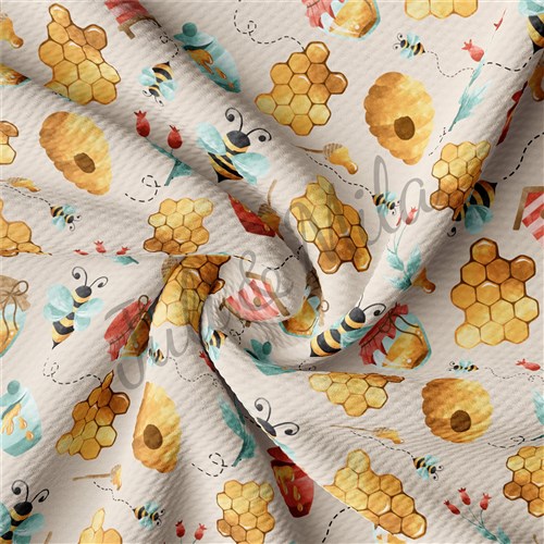 Honey Bees Printed Liverpool Fabric Honey & Get a Free $89.99 Embroidery Bundle