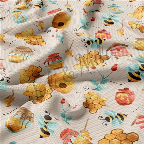 Honey Bees Printed Liverpool Fabric Honey & Get a Free $89.99 Embroidery Bundle