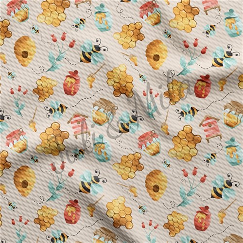 Honey Bees Printed Liverpool Fabric Honey & Get a Free $89.99 Embroidery Bundle