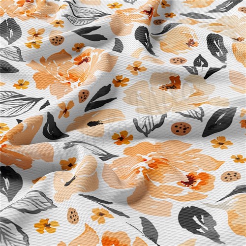 Floral Flowers flowers Liverpool Bullet Textured Stretch Solid Strip Thick Knit Jersey Fabric