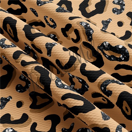 Cheetah Printed Liverpool Bullet Textured Stretch Solid Strip Thick Knit Jersey Fabric