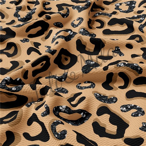 Cheetah Printed Liverpool Bullet Textured Stretch Solid Strip Thick Knit Jersey Fabric