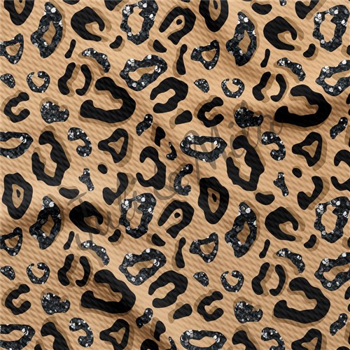 Cheetah Printed Liverpool Bullet Textured Stretch Solid Strip Thick Knit Jersey Fabric
