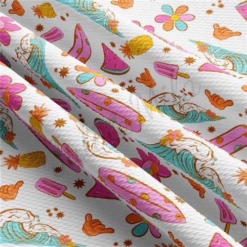 Summer Printed Liverpool Bullet Textured Stretch Solid Strip Thick Knit Jersey Fabric