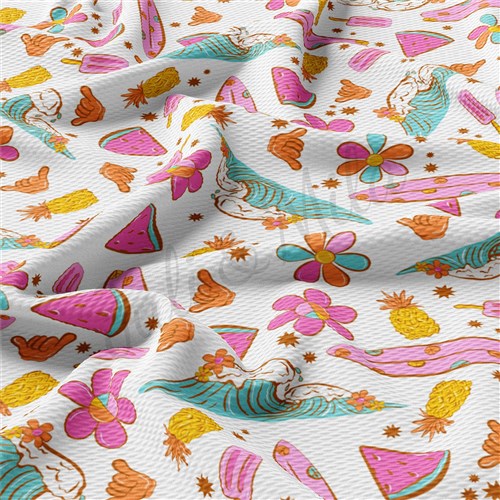 Summer Printed Liverpool Bullet Textured Stretch Solid Strip Thick Knit Jersey Fabric