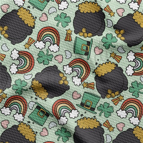 St. Patrick's Day Printed Liverpool Bullet Textured Stretch Solid Strip Thick Knit Jersey Fabric