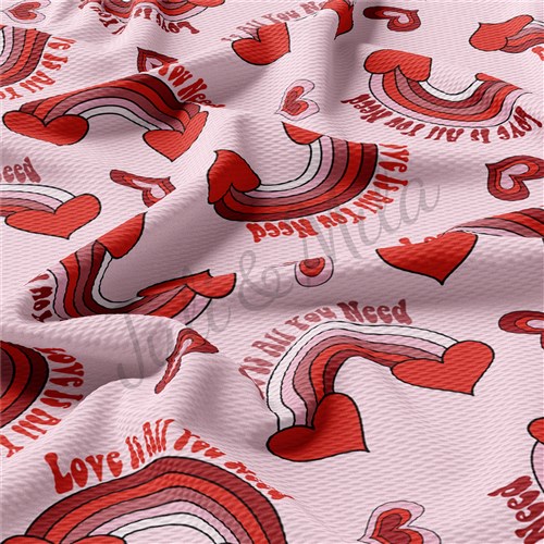 Valentine's Day Printed Liverpool Bullet Textured Stretch Solid Strip Thick Knit Jersey Fabric