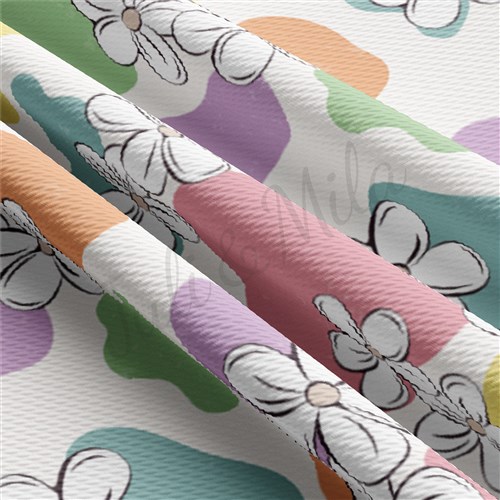 Floral Printed Liverpool Bullet Textured Stretch Solid Strip Thick Knit Jersey Fabric