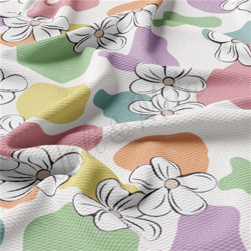 Floral Printed Liverpool Bullet Textured Stretch Solid Strip Thick Knit Jersey Fabric