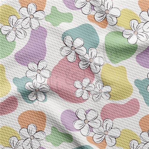 Floral Printed Liverpool Bullet Textured Stretch Solid Strip Thick Knit Jersey Fabric
