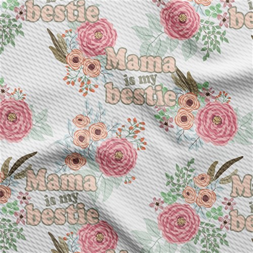 Mama is my Bestie Printed Liverpool Bullet Textured Stretch Solid Strip Thick Knit Jersey Fabric