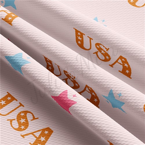 Patriotic 4th of July Liverpool Bullet Textured Stretch Solid Strip Thick Knit Jersey Fabric