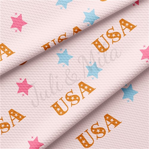 Patriotic 4th of July Liverpool Bullet Textured Stretch Solid Strip Thick Knit Jersey Fabric